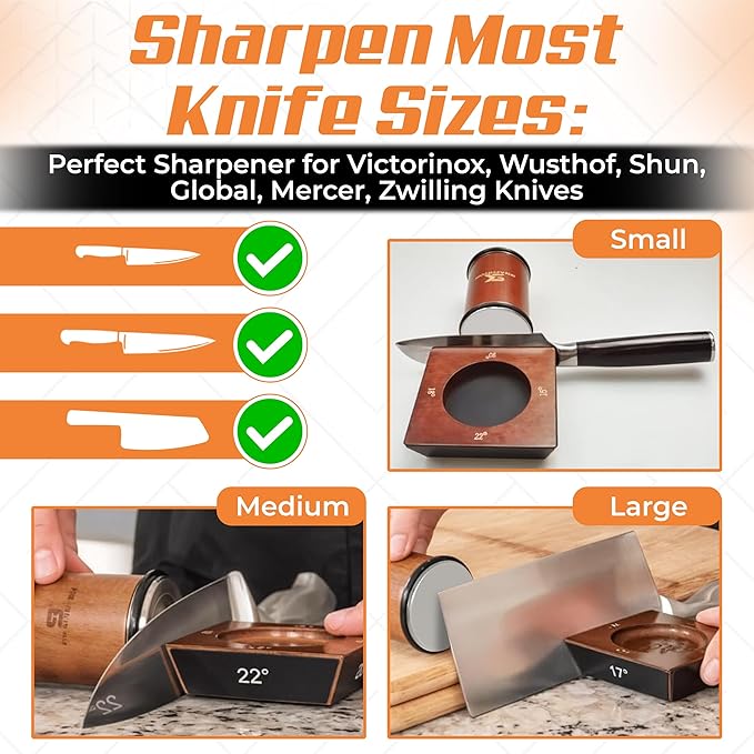 Rolling Knife Sharpener Kit - Diamond & Ceramic Sharpening Discs, 4 Angle Magnetic System with Zipper Storage Bag - Professional Wheel Sharpener Tool Set for Kitchen Knives Christmas Gift