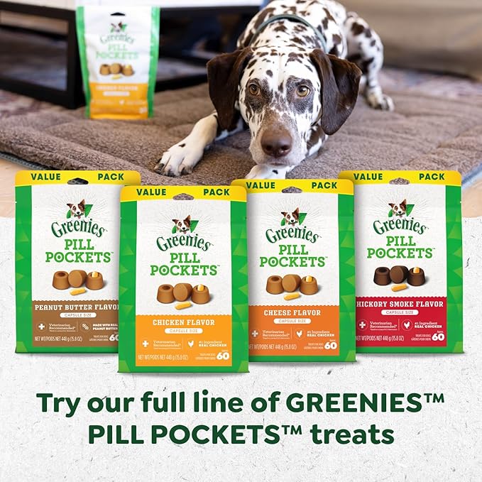 Greenies Pill Pockets for Dogs Large Size, Soft Dog Treats, Hickory Smoke Flavor, (6) 7.9 oz. Pouches (180 Treats Total)