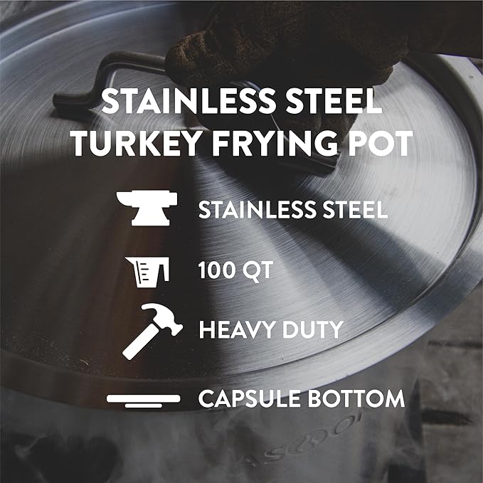 GasOne Stainless Steel Stockpot with Basket – 100qt Stock Pot with Lid and Reinforced Bottom – Heavy-Duty Cooking Pot for Deep Frying, Turkey Frying, Beer Brewing, Soup, Seafood Boil – Satin Finish