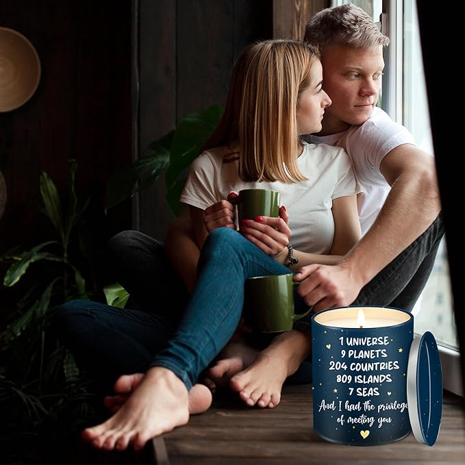 OASSIE Christmas Birthday Gifts for Him Her Couple - Long Lasting Vanilla Lavender Candle 10 oz - Anniversary Wedding Gifts for Men Women Boyfriend Girlfriend Husband Wife Friends