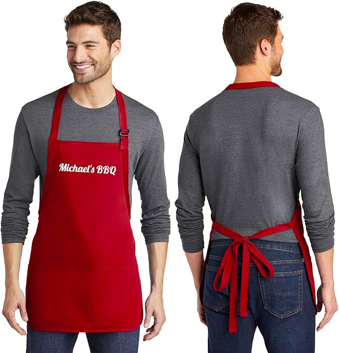 Custom Text Cooking & BBQ Apron – Personalized Chef or Grill Gift – Medium Length (1-3 Lines)