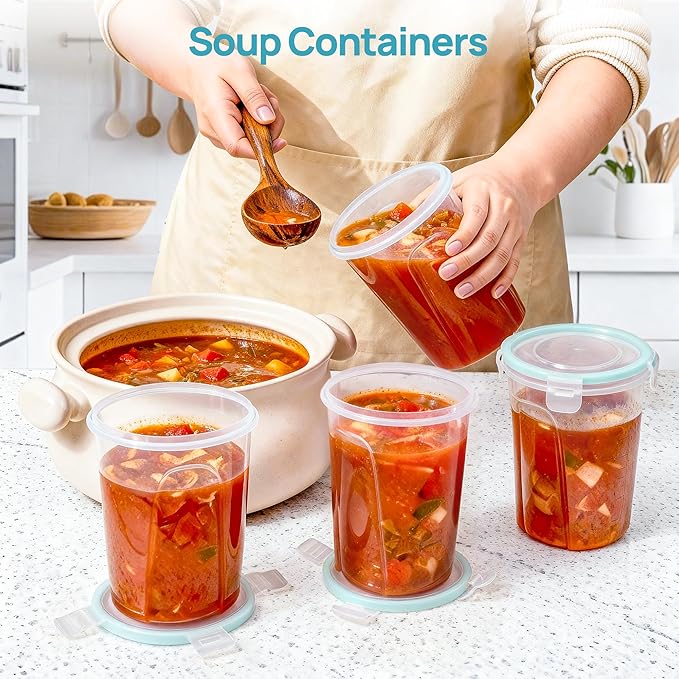Vtopmart 18 Pack 32oz Deli Containers with Airtight Lids, Soup Containers for Take-out, Plastic Food Storage Containers for Meal Prep, Salad, Fruit, Lunch, Microwave/Dishwasher/Freezer Safe