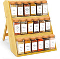 Bamboo Spice Rack Organizer, 3 Tier Folding Spice Shelf for Cabinet, Drawer or Countertop
