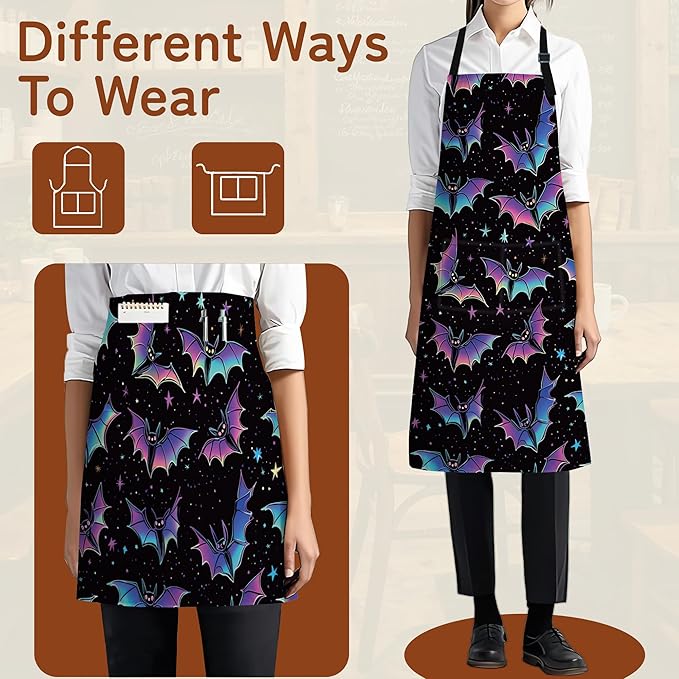 Kitchen Apron with Pocket,Waterproof Adjustable Neck and Long Ties, Cooking Baking Gardening Painting Apron for Women