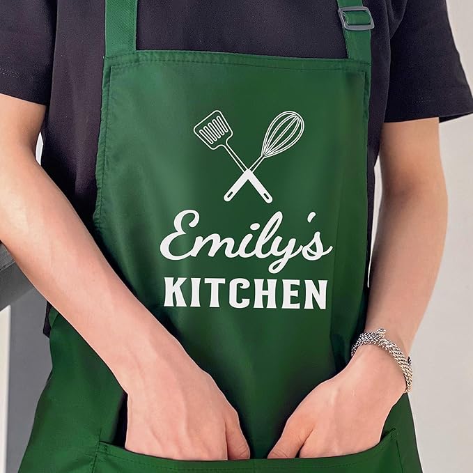 Personalized Aprons for Women with Pockets, Christmas Gifts for Mom and Women, Customized Baking Kitchen Gifts, Gift for Housewarming, Custom Chef Apron, Grilling Cooking Apron