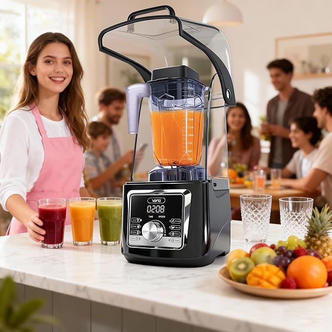 VONCI 2200W Commercial Blender With Sound Enclosure, 85OZ Large Capacity Quiet Blender For Smoothies, Heavy Duty Industrial Blenders For Restaurant, Perfect For Kitchen, Ice Crush, Milk Shake, Fruits