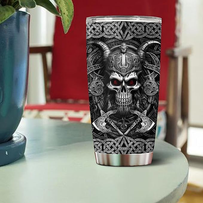 Personalized Viking Gifts for Men Dad 20oz Stainless Steel Insulated Coffee Cup Travel Mug Tumbler with Lid Christmas Birthday Fathers Day Valentine Gift for Husband Son Boy