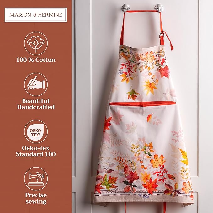 Maison d' Hermine 100% Cotton Apron for women with Pocket Kitchen Chef Apron for Men Cooking Gardening Server Waitress