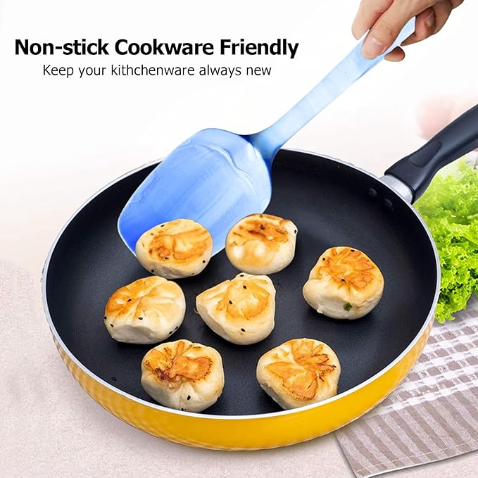 Premium Silicone Marbled Spatula Set of 6 – 446°F Heat-Resistant One-Piece Steel Core, Non-Stick Kitchen Tools for Baking, Cooking & Mixing – Dishwasher Safe (Blue)