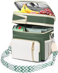 LOKASS Lunch Box for Women/Men-16L-Insulated Lunch Bag, Expandable Double-layer Leakproof Cooler Bag with Upgrade Adjustable Shoulder Strap Ideal for Work/Travel/Picnics（Army Green）