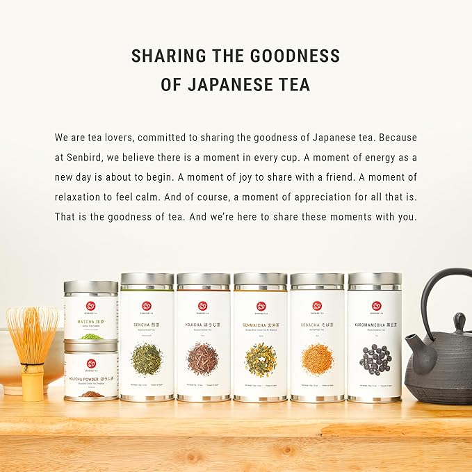 Senbird Premium Genmaicha With Matcha - Japanese Brown Rice Green Tea With Matcha - From Kyoto, Japan - Loose Leaf Tea In Airtight Tea Tin (3.5oz/100g)