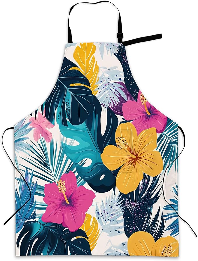Cooking Apron for Women and Men,Adjustable Chef Bib Apron with 2 Pockets, Water and Oil Resistant for Kitchen Use