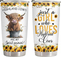 34HD Highland Cow Tumbler with Lid, 20oz Vacuum Insulated Heifer Coffee Mug, Highland Cow Gifts for Girls, Women on Birhday, Mothers Day, Christmas, Graduation