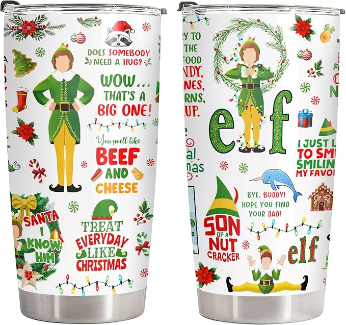 34HD Gifts for Christmas, Christmas Tumbler with Lid 20 oz Stainless Steel, Birthday Gifts for Women