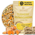 BREWIX, Turmeric Ashwagandha Herbal Tea Loose Leaf (100+ Cups, 7.05oz/200g) Real Ingredients From India, Caffeine Free & Naturally Gluten Free