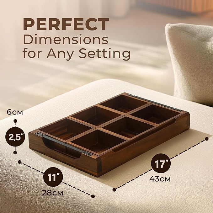 Modular Serving Tray - Acacia | Serving Platter Snack Tray for Party Hosting - Trays for Serving Food, Charcuterie, Fruit Platter Tray for Parties, Appetizer Dishes & Dessert Trays