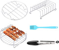 SIK Air Fryer Accessories 5PCS for GoWISE COSORI Philips Ninja Air Fryer, Fit 3.2- 5.8QT Deep Hot Air Fryer with Skewer Rack，Metal Holder, Toast Rack, Oil Brush, Food Tong, Dishwasher Safe BPA Free