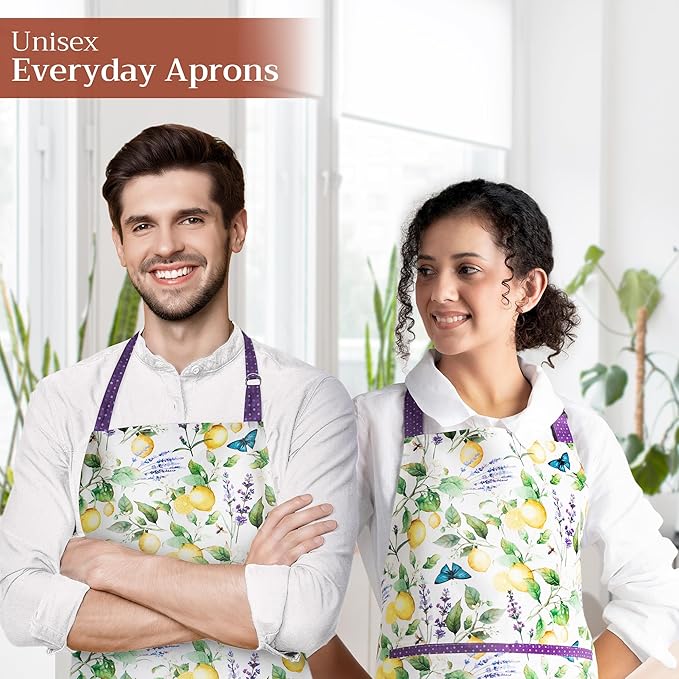 Maison d' Hermine 100% Cotton Apron for women with Pocket Kitchen Chef Apron for Men Cooking Gardening Server Waitress