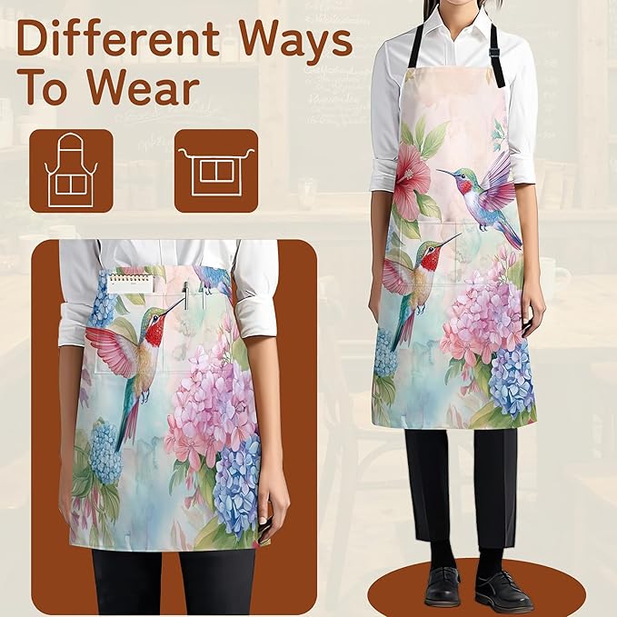 Cooking Aprons for Men and Women,Adjustable Bib Chef Apron with 2 Pockets, Soft and Durability Kitchen Apron