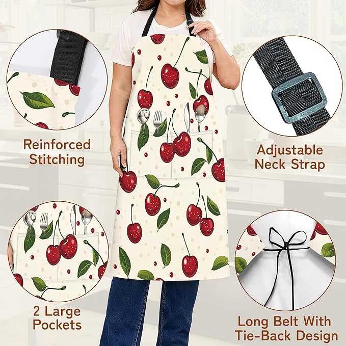 Cooking Aprons for Men and Women,Adjustable Bib Chef Apron with 2 Pockets, Soft and Durability Kitchen Apron