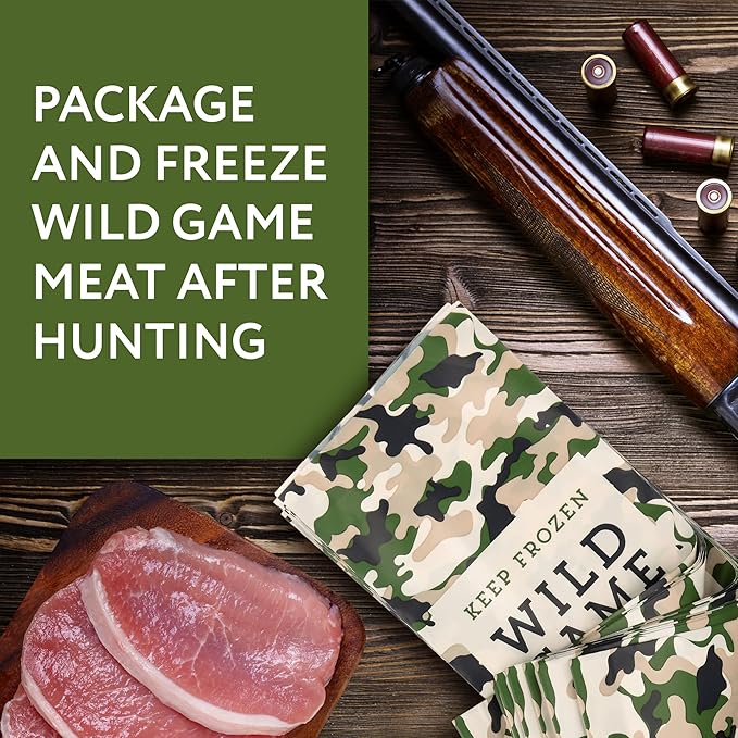 IMPRESA Freezer Bags for Meat - 1 lb Capacity, 120 Pack, Army Green Polyethylene - Storage Bags, Tear-Resistant, Waterproof Meat Packing