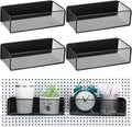 Tioncy 4 Pcs Magnetic Storage Bin Magnetic Locker Organizer for Pegboard Refrigerator Shelves Basket Container Wire Storage Holder for Kitchen Home Whiteboard(Black,10.6''l)
