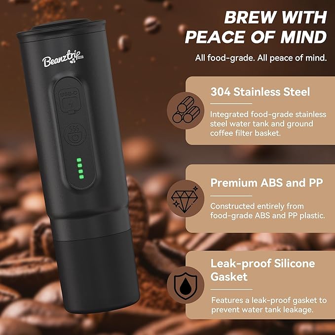 H02 PRO Portable Espresso Machine, Travel Coffee Maker fits NS Capsule & Ground Coffee, Christmas Gift Camping Small Mini Coffee Machine with Self-heating, Electric Espresso Maker