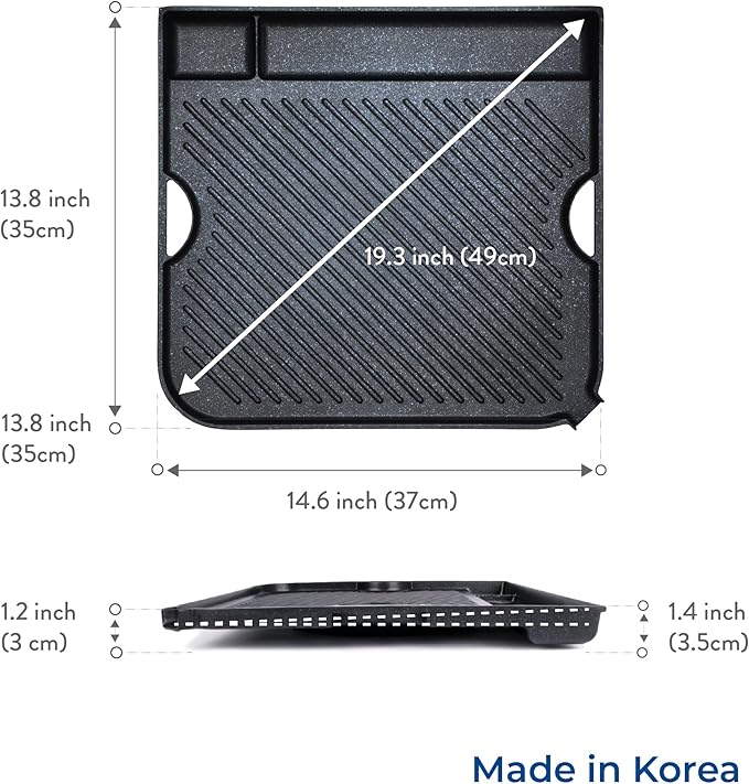 COOKKING - Master Grill Pro, Korean Traditional BBQ Grill Pan - Stovetop Nonstick Indoor/Outdoor Smokeless BBQ Cast Aluminum Grill Pan (MasterGrill Pro)