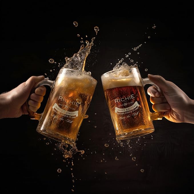 Gifts Inscribed Personalized 16 oz Beer Mug Custom Font Engraved Glass with Your Text – Unique Gift for Dad, Husband, Birthday, Wedding, Anniversary, or Father’s Day