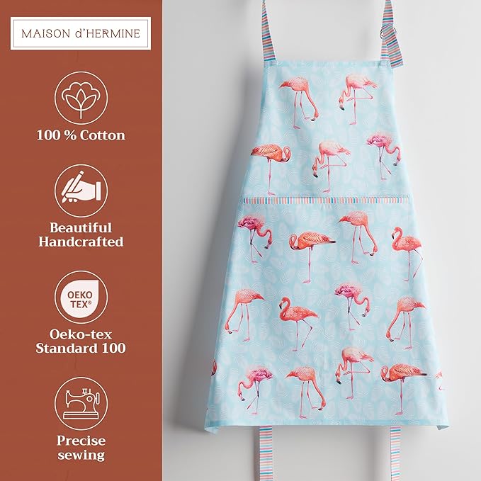 Maison d' Hermine 100% Cotton Apron for women with Pocket Kitchen Chef Apron for Men Cooking Gardening Server Waitress