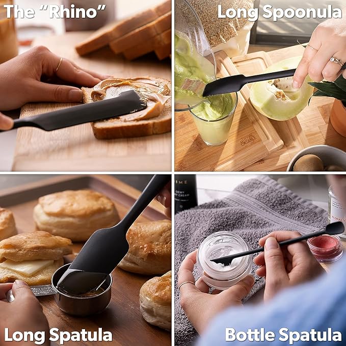 DI ORO Silicone Jar Spatulas for Scraping - Rubber Spatulas Silicone Heat Resistant - Kitchen Spatulas Nonstick Cookware Safe - Silicone Utensil Set for Blenders, Mixing, Baking, & Makeup (5pc, Blue)