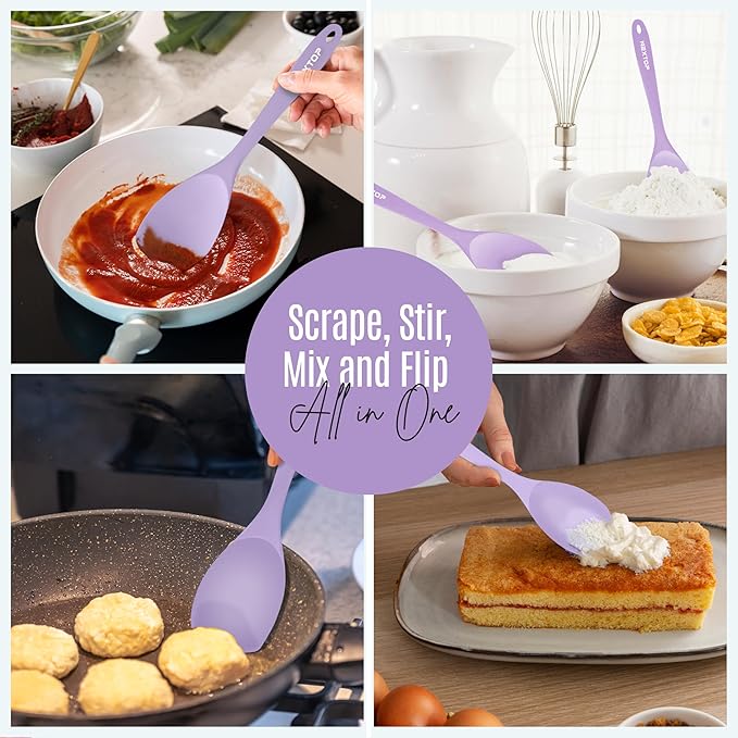 NEXTOP Silicone Spatula Set of 4 – Multipurpose Seamless Silicone Spoon Spatula for Mixing and Cooking – Heat Resistant Flexible Kitchen Utensils for Blending, Stirring, and Baking - Purple