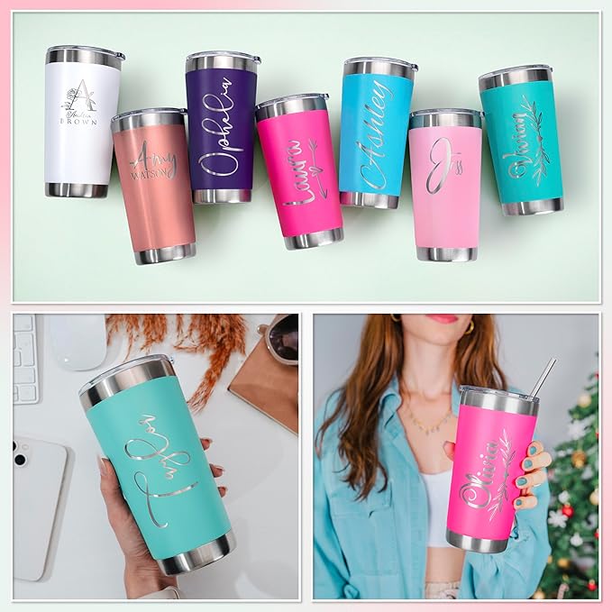 Be Burgundy Personalized Tumbler with Engraved Name - 12 Designs, 30 Oz Coffee Tumbler with Slider Lid, Sky Blue, Double Wall Insulated - Gift for Men, Women, Personalized Gift for Him, Her