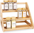 Spice rack,3-Tier Bamboo Spice Rack Organizer for Kitchen, Countertops & Pantries - Space-Saving Tiered Spice Rack