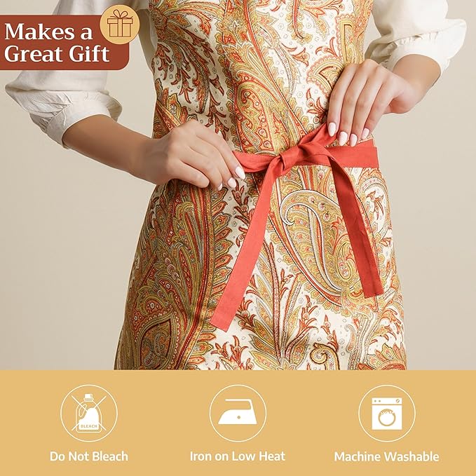 Maison d' Hermine 100% Cotton Apron for women with Pocket Kitchen Chef Apron for Men Cooking Gardening Server Waitress