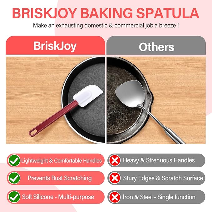 10 PCS Heat Resistant Rubber Silicone Spatula - 10 Inch Commercial Rubber Scraper for Kitchen Use Cooking Baking Mixing, Non Stick Food Scraper Baking Spatula with Sturdy Handle, Dishwasher Safe