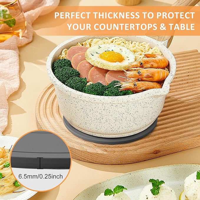 Trivets for Hot Dishes 6 Pack Kitchen Heat Resistant Pot Holders Non Slip Multipurpose Kitchen Accessories Silicone Mat Hot Pads (Gray)