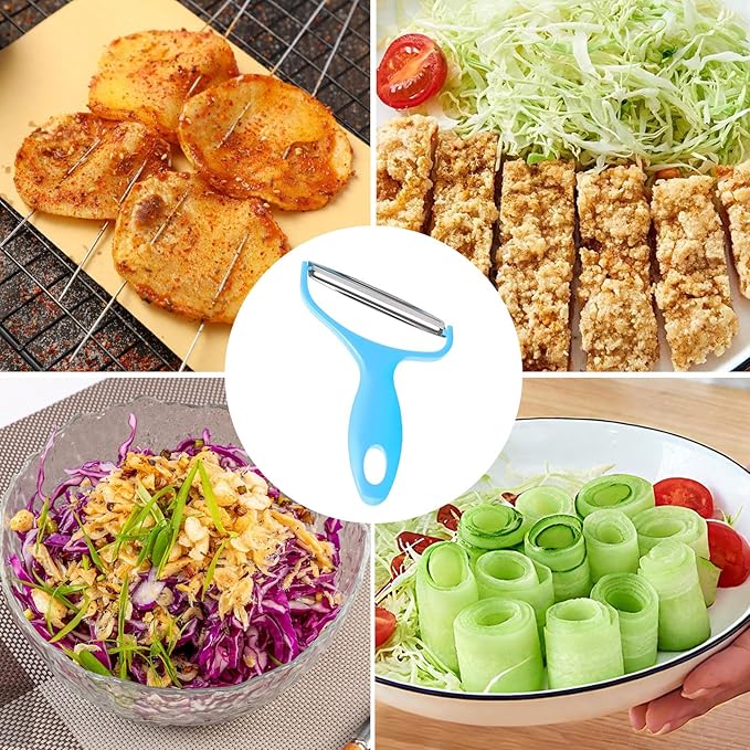 Upgrade 2 pack Veggie cabbage shredder for coleslaw stainless steel cucumber carrot Potato peeler grater slicer,Kitchen gadgets (blue)