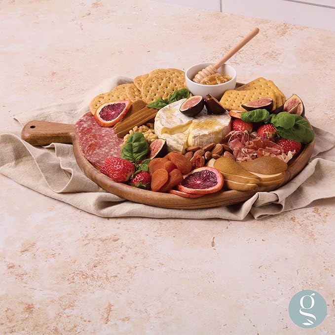 Charcuterie Board Set - Round Acacia Cheese Board Serving Tray with Accessories - House Warming Gifts for New Home, Bridal Shower & Wedding Gift, Birthday Gifts for Women