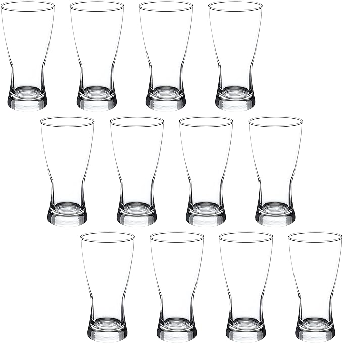 DISCOUNT PROMOS Pilsner Glasses 13.25 oz. Set of 12, Bulk Pack - Made in the USA, Perfect for Hotels, Restaurants, Bars and Even Party Favors - Clear