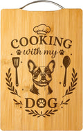 Bamboo Cutting Board, Funny Dog Lover Gift, Handmade Kitchen Decor – Cooking with My Dog (Boston Terrier)