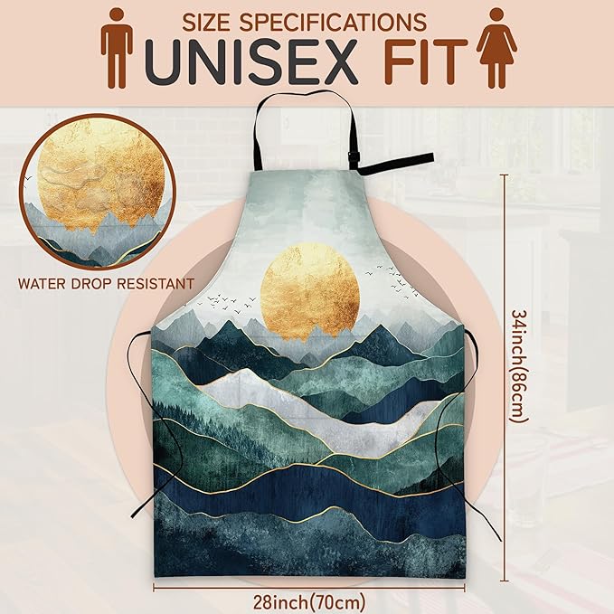 Cooking Aprons for Men and Women,Adjustable Bib Chef Apron with 2 Pockets, Soft and Durability Kitchen Apron