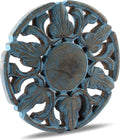 Handmade Wooden Trivet for Hot Dishes Plates & Pots Holder Hot Pad for Kitchen & Dining Table Decor Cookware Heat Resistant Rustic Decorative Carvings Tabletop Home & Dining Table Essentials (Blue)
