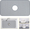 Silicone Sink Mat, 26'' x 14'' Protectors for Kitchen Sink with Center Drain, Kitchen Protector Accessory, Non-Slip Grid Mat for Bottom of Farmhouse Porcelain Stainless Steel(Center Hole)