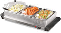 HomeCraft HCBS15SS 3-Station 1.5-Quart Stainless Steel Buffet Server Slow Cooker & Warming Tray, Adjustable Temperature, Perfect for Dinner, Appetizers