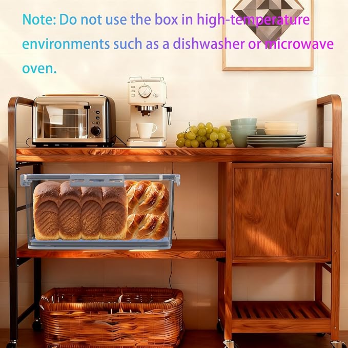 Bread Box with Lid and Handle,New Upgrade Time Recording Bread Storage Container for Kitchen Counter Airtight,Portable Bread Boxes for Homemade Breads, Toast, Bagel, Donut and Cookies(Grey)