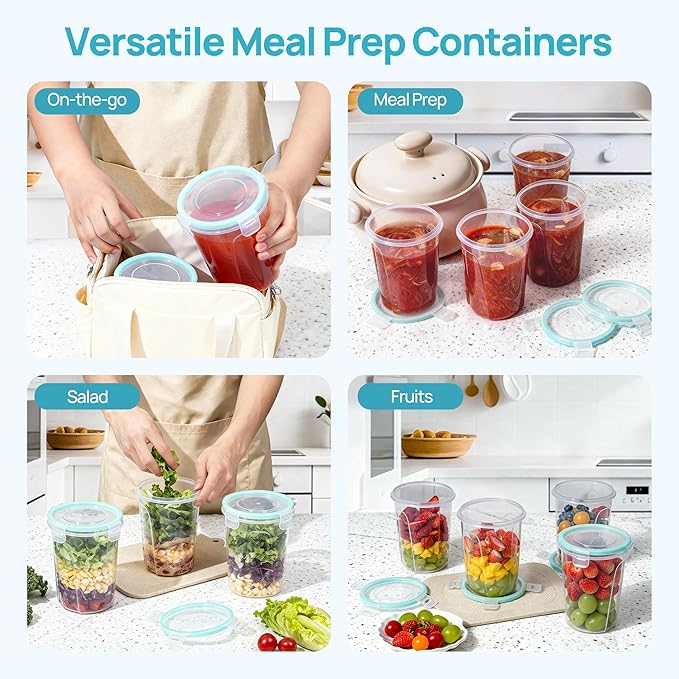 Vtopmart 18 Pack 32oz Deli Containers with Airtight Lids, Soup Containers for Take-out, Plastic Food Storage Containers for Meal Prep, Salad, Fruit, Lunch, Microwave/Dishwasher/Freezer Safe