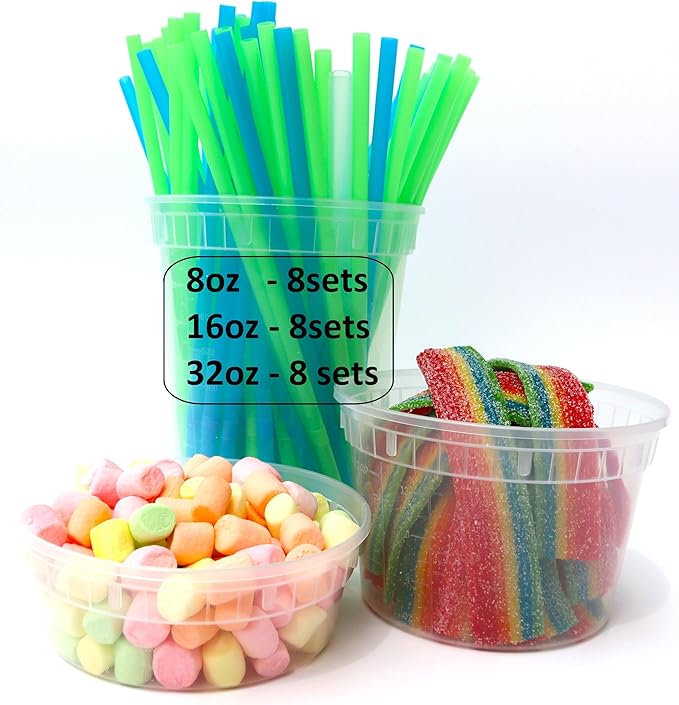 Zekii EXTRA THICK Food Storage Containers [24 Set] Mix Size Plastic Deli Containers with Lids, Slime, Soup, Meal Prep Containers, Leakproof, BPA Free Microwave Dishwasher Freezer Safe w/Measurments
