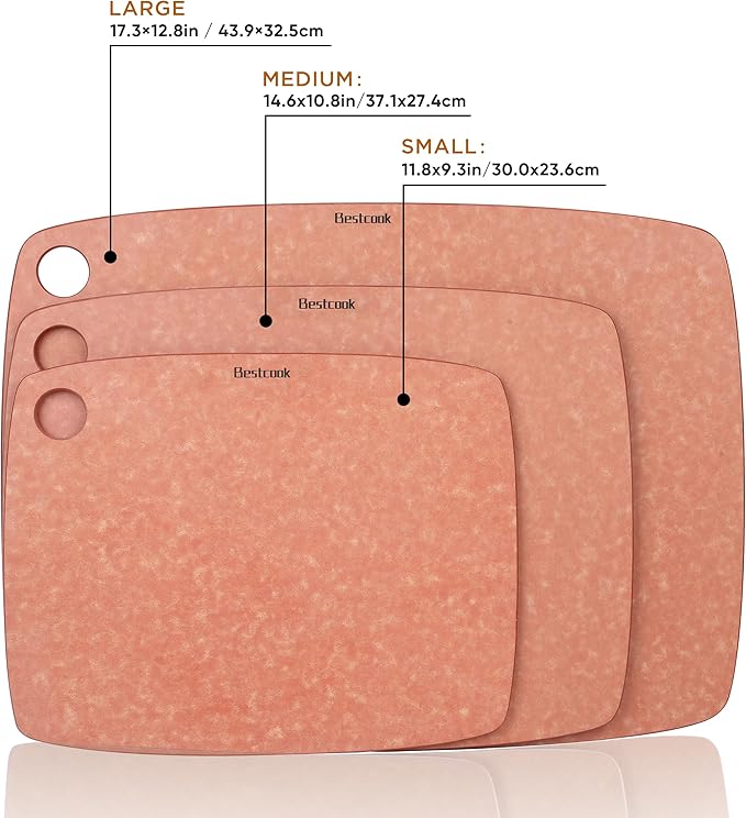 Wood Fiber Cutting Board for Kitchen - High Density, Non-Porous, BPA-Free, Reversible Chopping Board, Dishwasher Safe, Knife-Friendly Cutting Board for Meat, Bread, Fruit, 14.6" x 10.8", Wooden