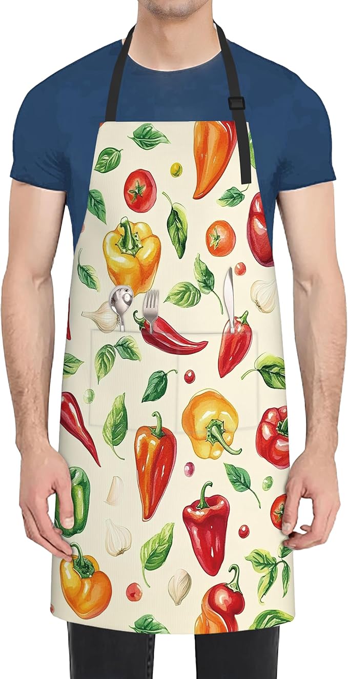 Adjustable Kitchen Apron with Pockets for Women and Men,Soft Chef Apron for Cooking, BBQ, and Grill